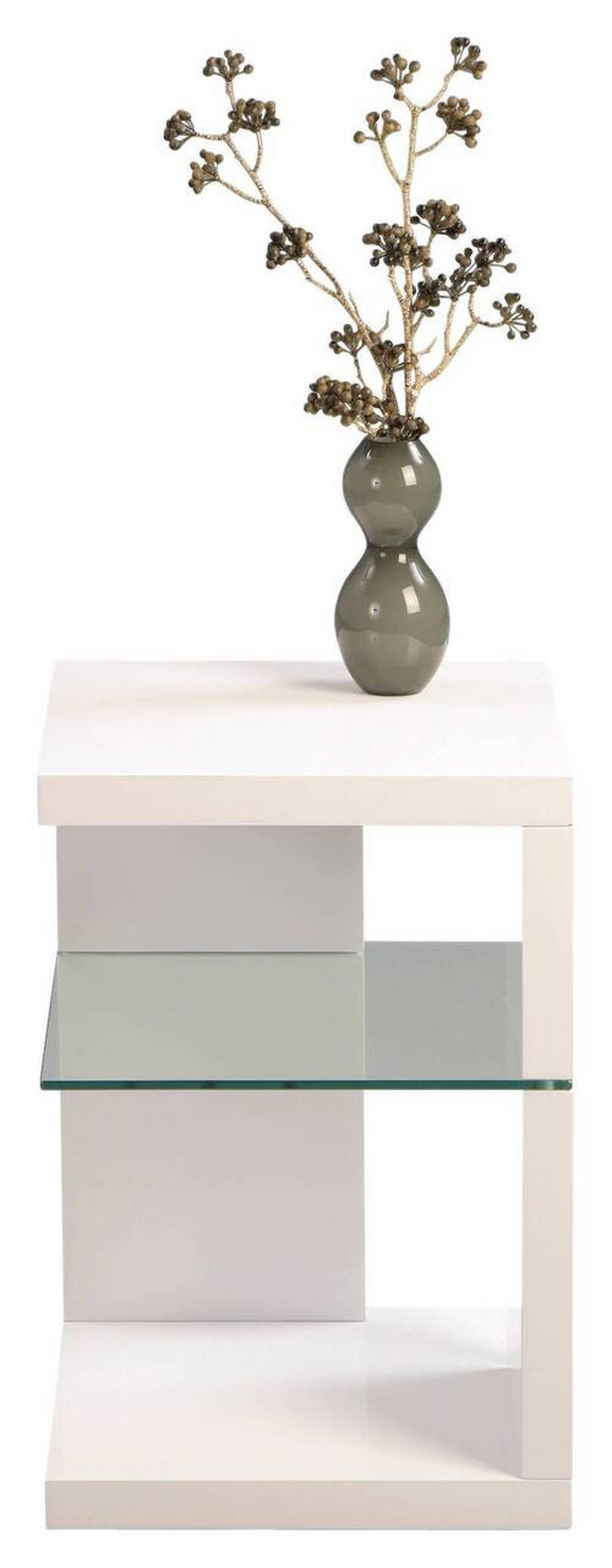 BEISTELLTISCH in Glas, Holzwerkstoff 40/40/60 cm  - Weiß, Design, Glas/Holzwerkstoff (40/40/60cm) - Xora