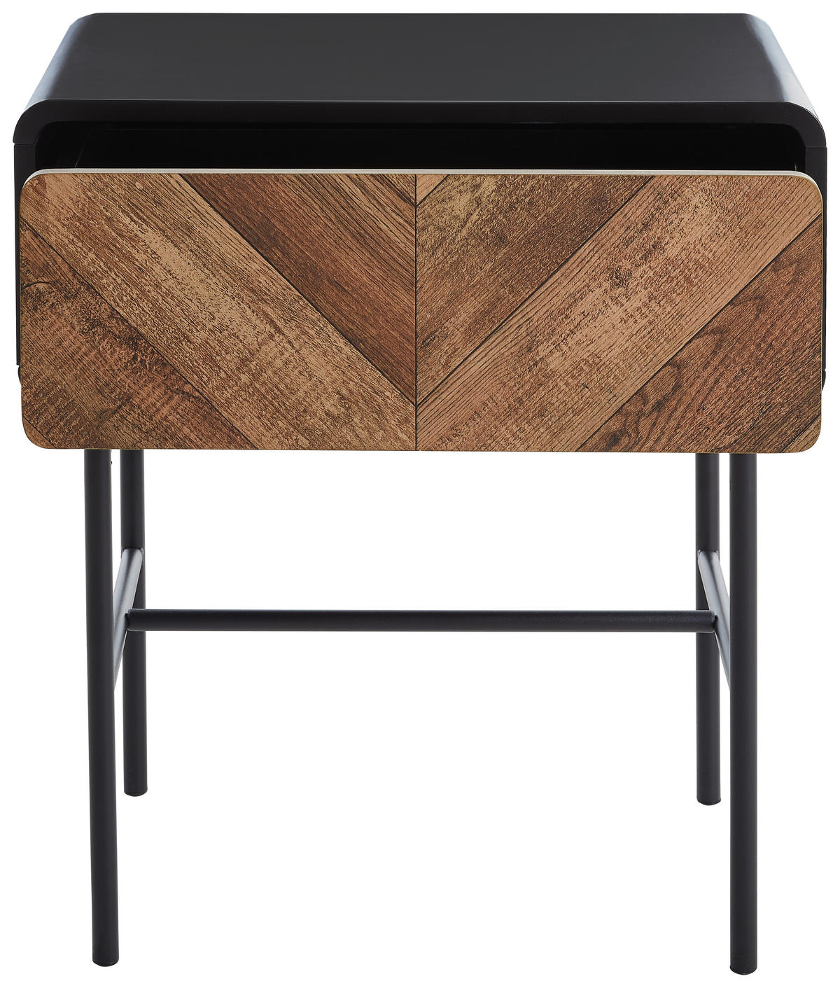 NACHTKÄSTCHEN in Schwarz, Eichefarben  - Eichefarben/Schwarz, MODERN, Holzwerkstoff/Metall (56/63/40cm) - MID.YOU