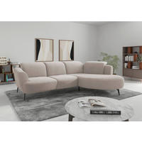 ECKSOFA ZOE E Greige Flachgewebe  - Greige/Schwarz, KONVENTIONELL, Textil/Metall (309/199cm) - Sit & More