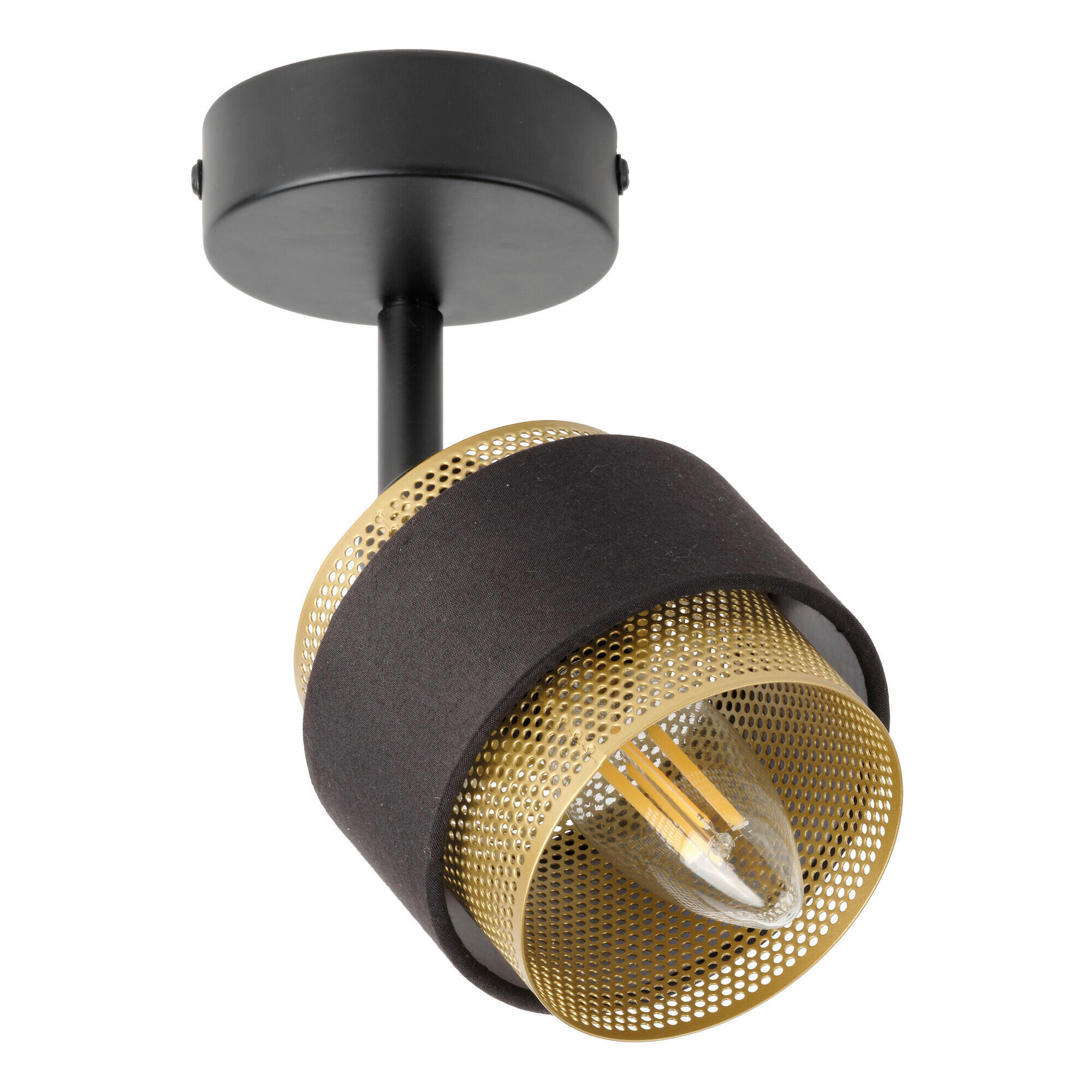 LED-STRAHLER 10/14,5/14,5 cm   - Goldfarben/Schwarz, Basics, Textil/Metall (10/14,5/14,5cm) - Osram