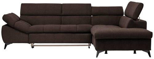 ECKSOFA in Mikrofaser Dunkelbraun  - Dunkelbraun/Schwarz, Design, Kunststoff/Textil (279/210cm) - Stylife