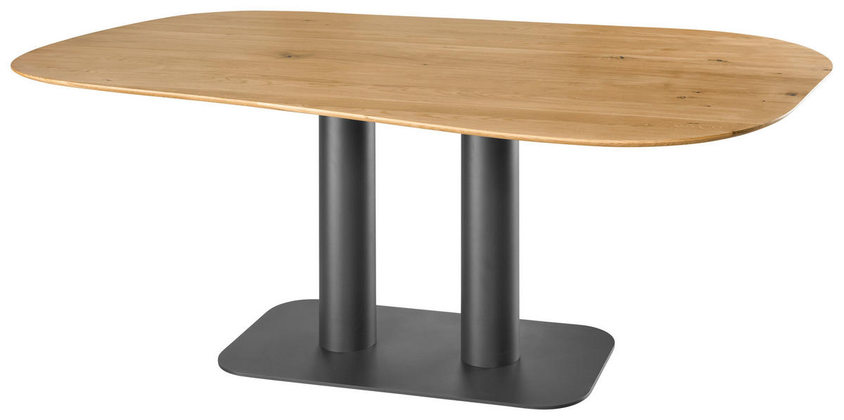 ESSTISCH Wildeiche massiv Freiform Eichefarben, Schwarz  - Eichefarben/Schwarz, Design, Holz/Metall (220/120/76cm) - Musterring