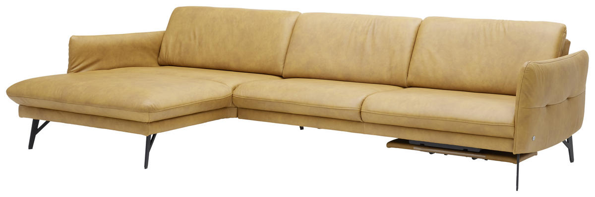 ECKSOFA in Echtleder Gelb  - Anthrazit/Gelb, Design, Leder/Metall (174/330cm) - Himolla