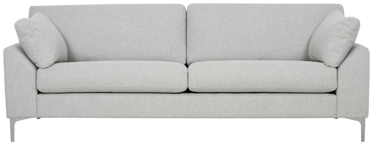 3-SITS SOFFA i flatväv beige  - beige/kromfärg, Klassisk, metall/trä (225/84/85cm) - Best Price