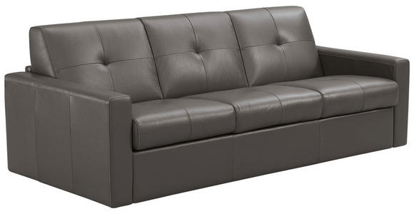 SCHLAFSOFA Bard in Echtleder Grau  - Hellgrau/Schwarz, KONVENTIONELL, Leder/Kunststoff (206/81/96cm) - Novel