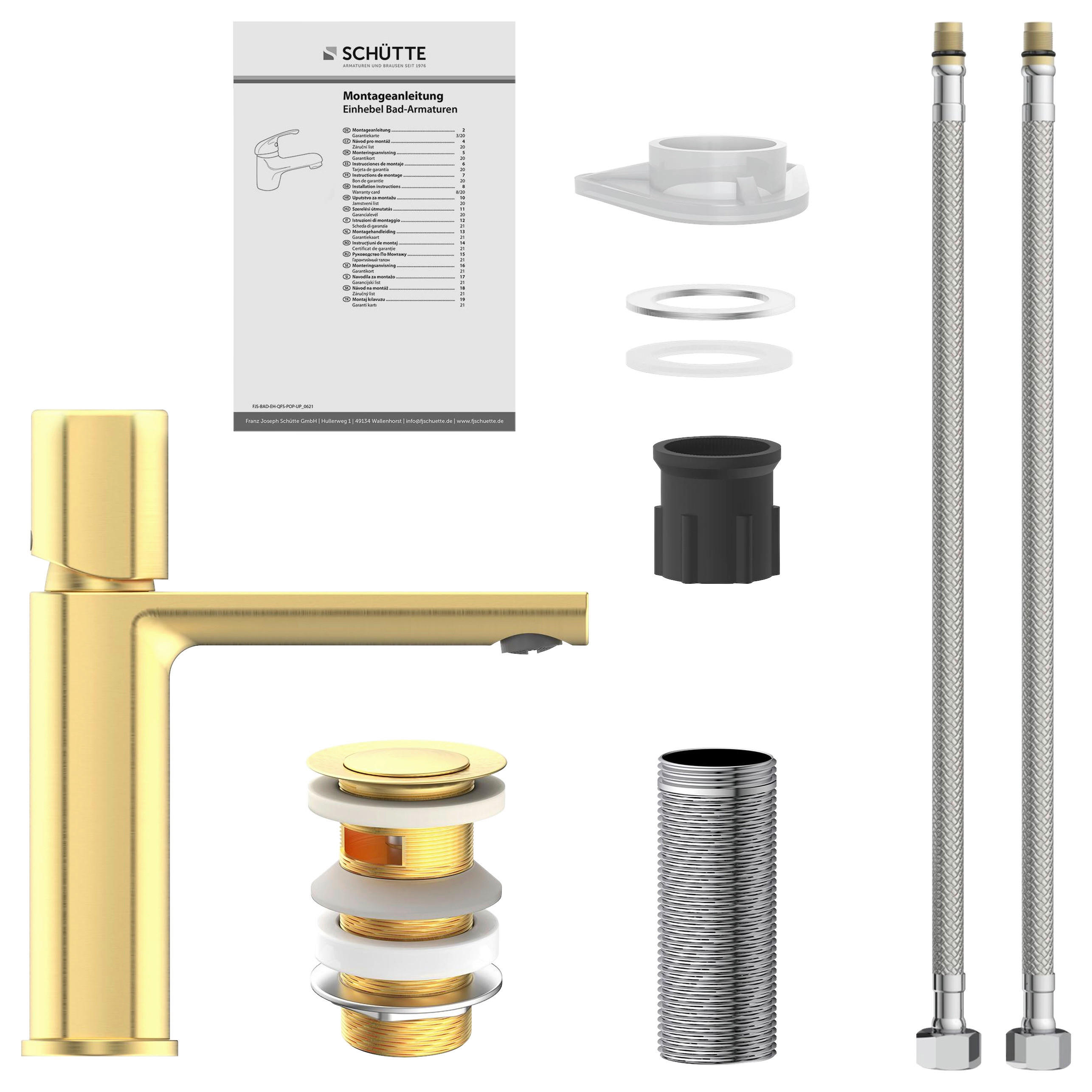 Thumbnail - Schütte Waschtischarmatur 33617, Gold, Metall, 3.75x20x17.3 cm, flexible Anschlussschläuche, Badezimmer, Waschbecken & A...