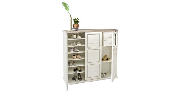 SCHUHSCHRANK Grau, Weiß - Weiß/Grau, LIFESTYLE, Holzwerkstoff/Kunststoff (133,4/123,2/42,5cm) - Hom`in