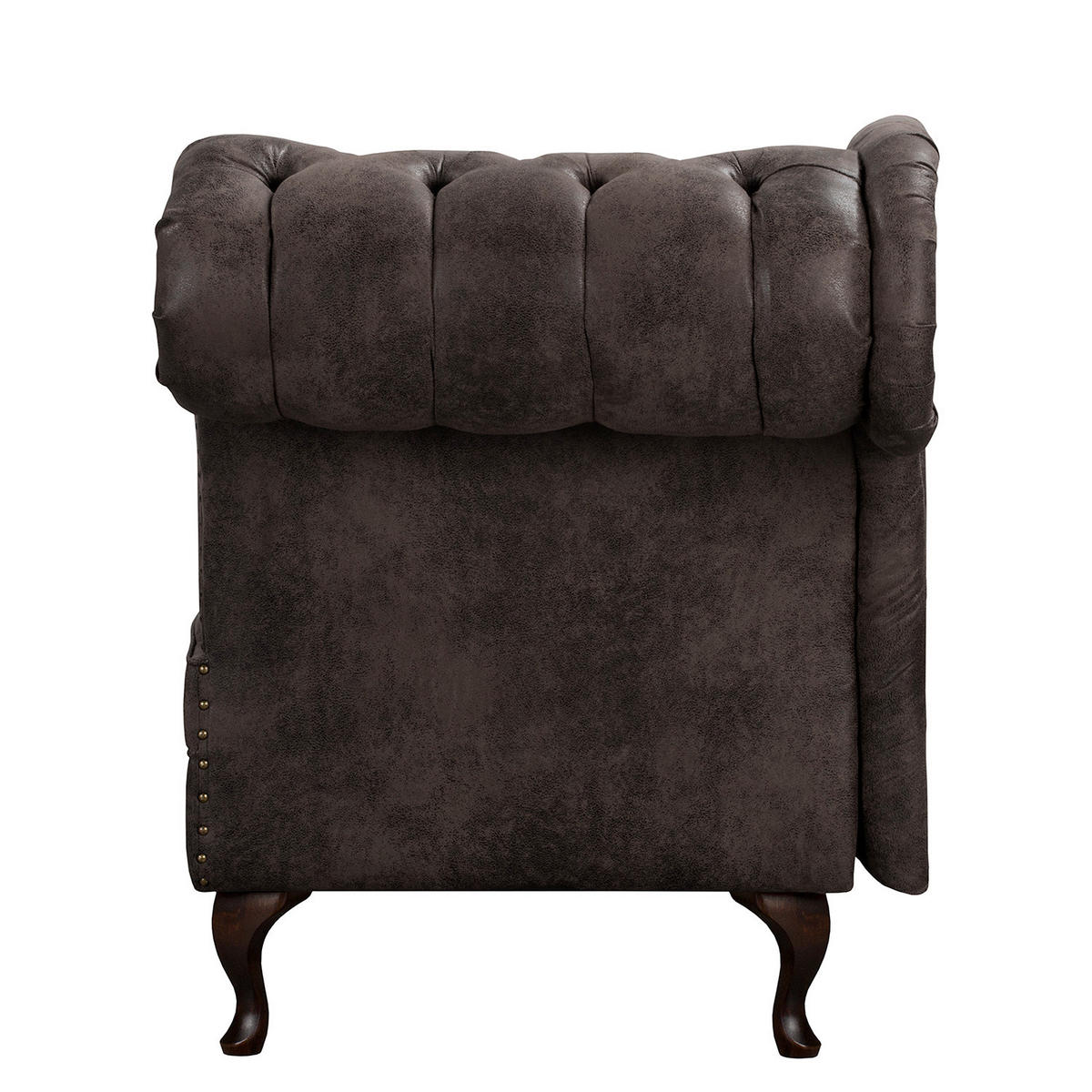 RÉCAMIERE Lederlook Schwarz  - Schwarz/Braun, Design, Holz/Textil (185/93/75cm) - Livetastic