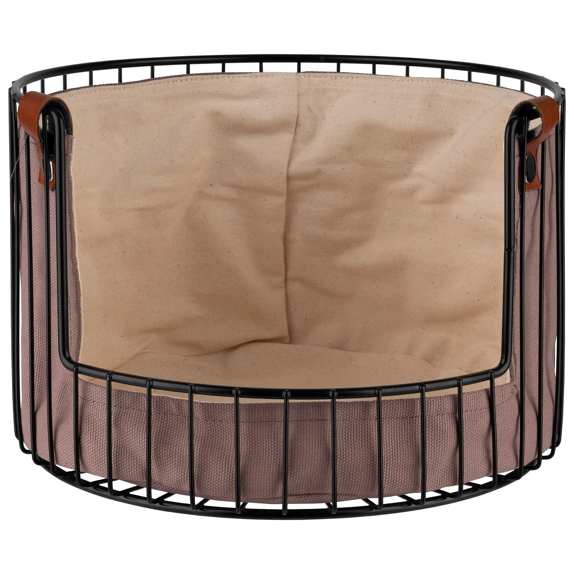 OBSTKORB 27,5/27,5/18,5 cm  - Beigebraun/Schwarz, Basics, Textil/Metall (27,5/27,5/18,5cm)