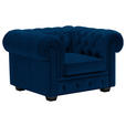 CHESTERFIELD-SESSEL - Wengefarben/Blau, LIFESTYLE, Holz/Textil (115/76,5/96cm) - Landscape
