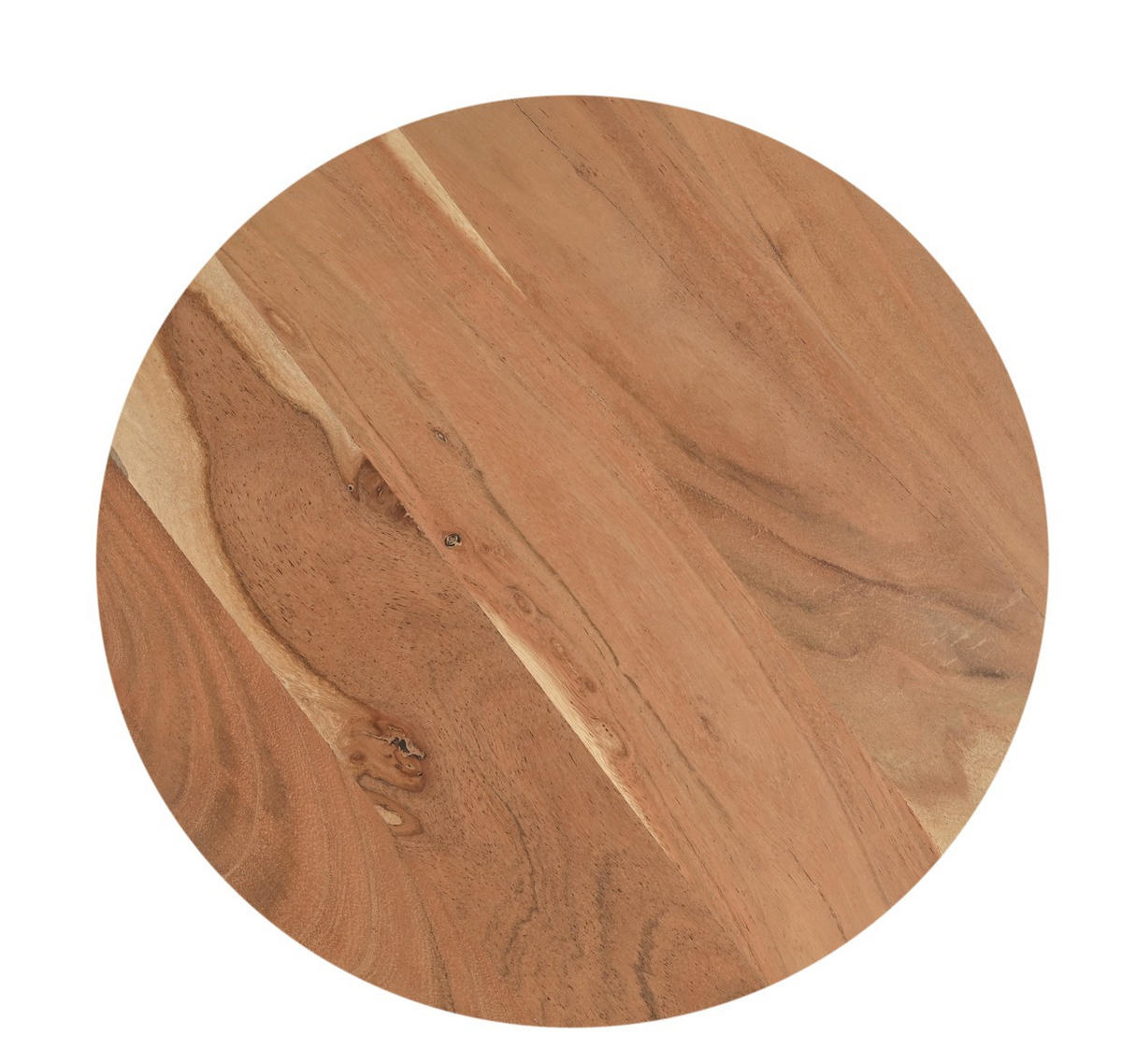 BEISTELLTISCH 40/40/47 cm Akazie vollmassiv Naturfarben rund  - Schwarz/Naturfarben, Design, Holz/Metall (40/40/47cm) - Livetastic