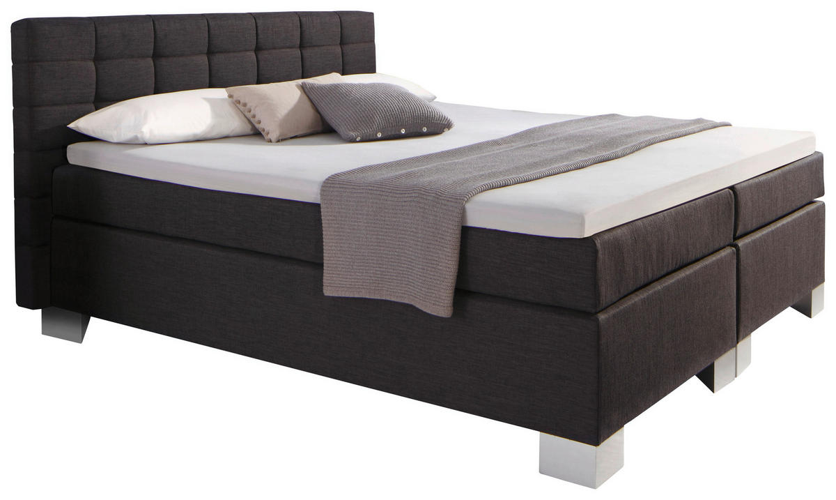 BOXSPRINGBETT 180/200 cm  in Anthrazit  - Anthrazit/Silberfarben, Design, Kunststoff/Textil (180/200cm) - Carryhome