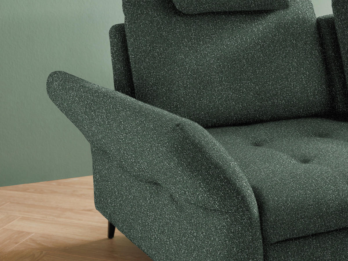 ECKSOFA in Bouclé Grün  - Schwarz/Grün, Natur, Textil/Metall (288/233cm) - Valnatura