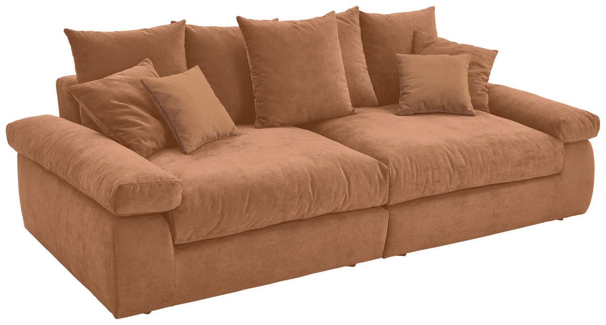 BIGSOFA Feincord Orange  - Schwarz/Orange, Design, Kunststoff/Textil (260/90/140cm) - Carryhome