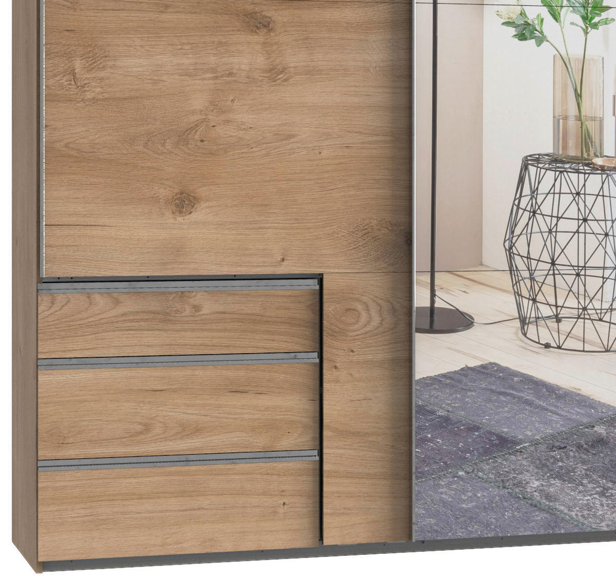 SKRIŇA S POS. DVER. – HOR.VED, farba duba, 350/216/65 cm - farba duba/chrómová, Basics, kov/kompozitné drevo (350/216/65cm) - MID.YOU