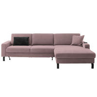 ECKSOFA in Cord Altrosa  - Schwarz/Altrosa, Design, Textil/Metall (298/185-209cm) - Pure Home Lifestyle