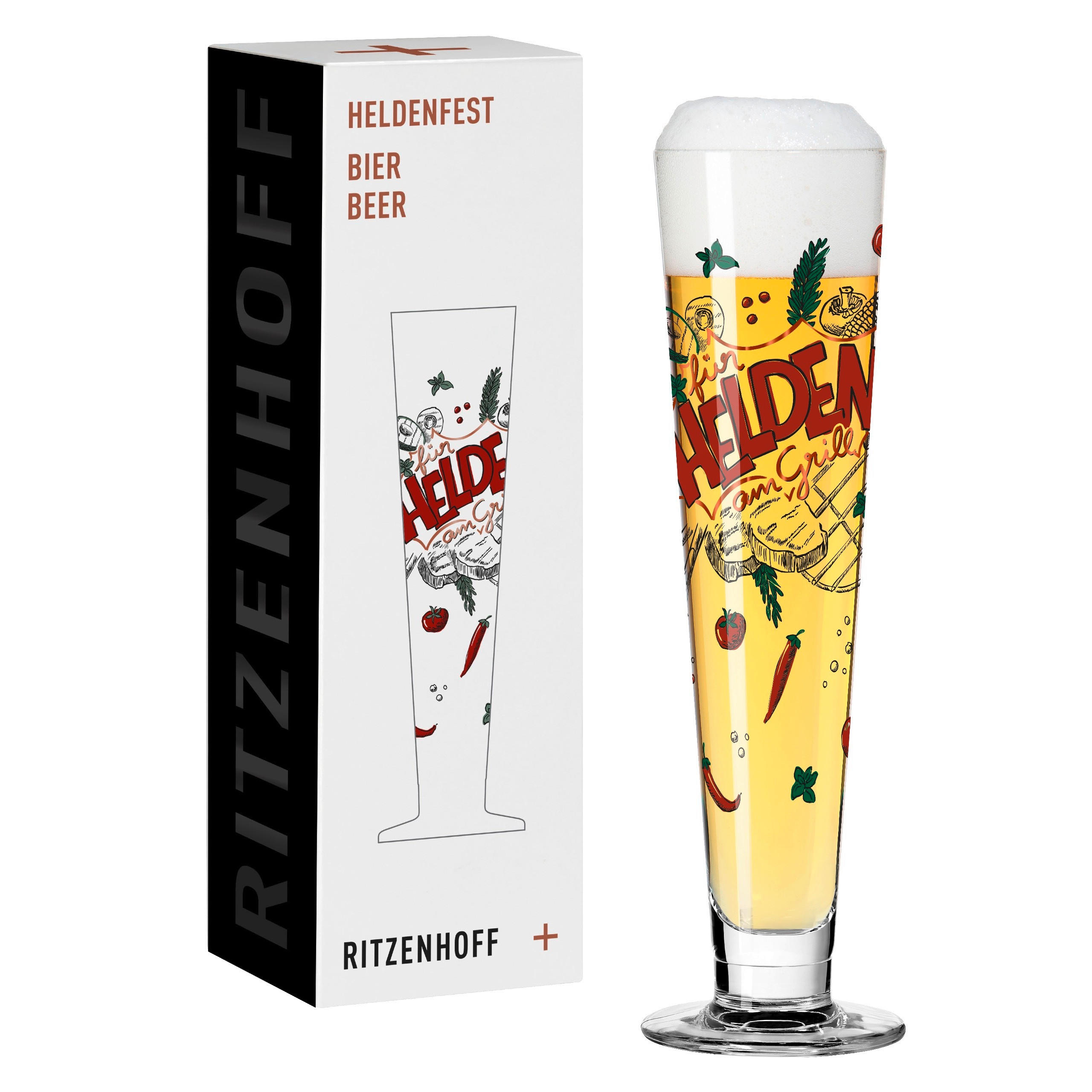 BIERGLAS 385 ml  - Rot/Schwarz, LIFESTYLE, Glas (7,5/7,5/24,9cm) - Ritzenhoff