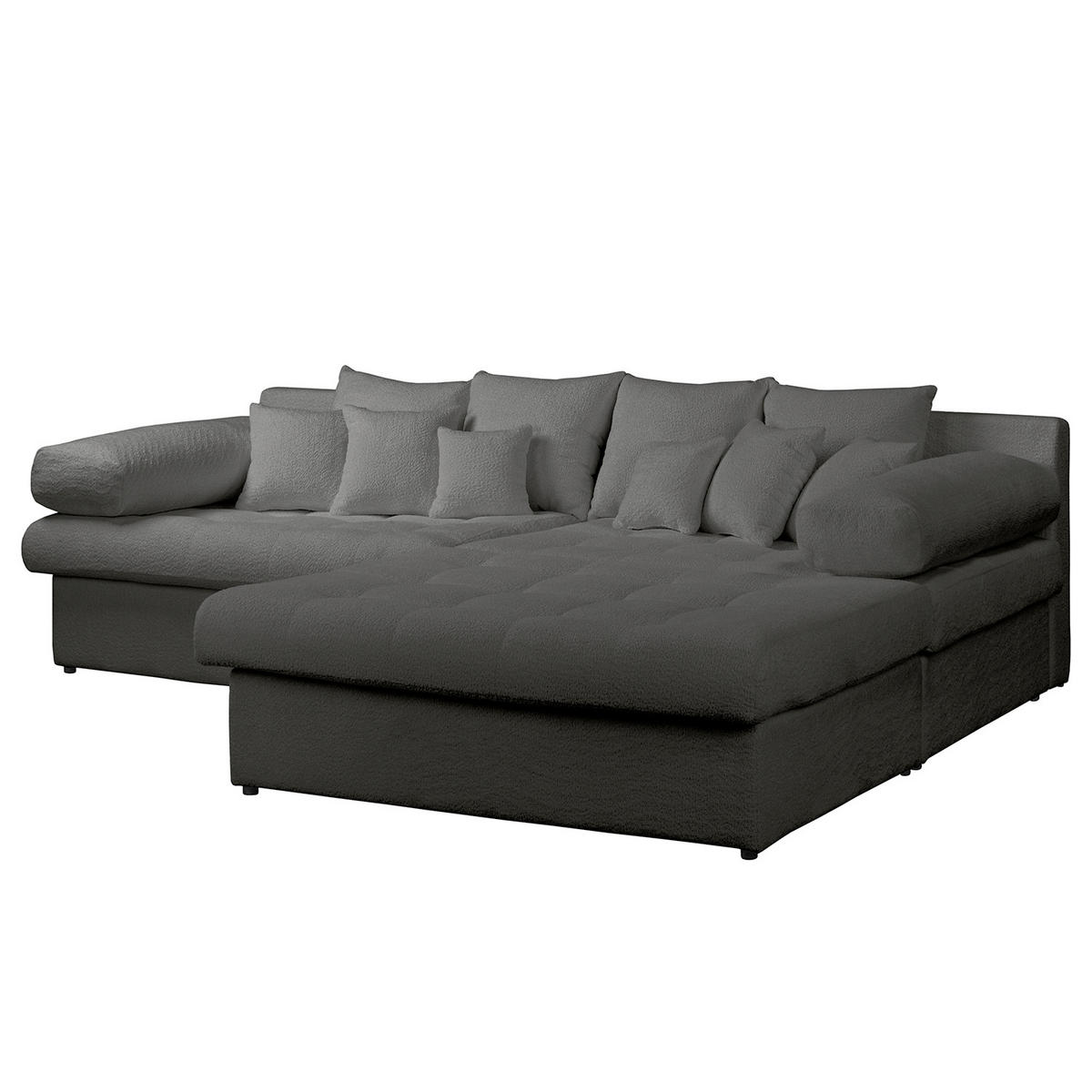 ECKSOFA Naomi in Chenille Anthrazit Rückenkissen  284/243 cm  - Anthrazit/Schwarz, Design, Kunststoff/Textil (284/243cm) - P & B