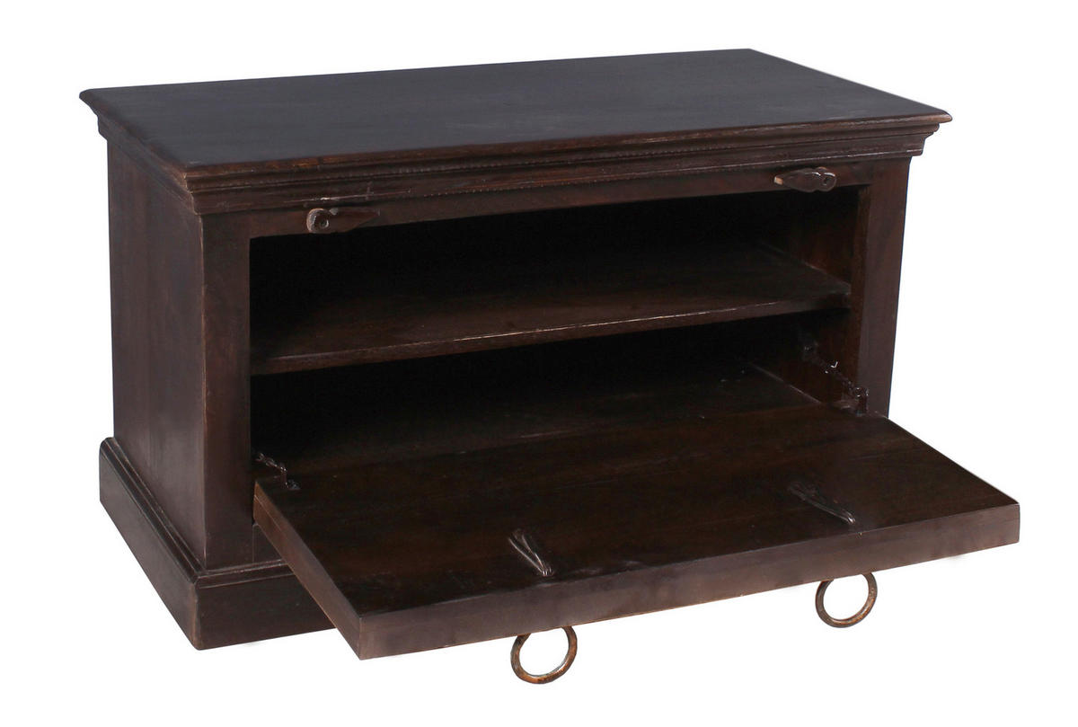 SCHUHSCHRANK Altholz massiv Braun  - Messingfarben/Braun, Design, Holz/Metall (85/50/45cm) - MID.YOU