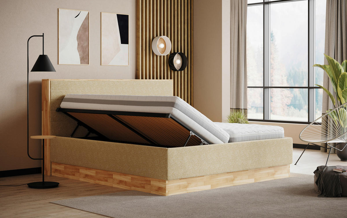 KÁRPITOZOTT ÁGY 180/200 cm  zöld  - fekete/zöld, Basics, faalapú anyag/textil (180/200cm) - Carryhome