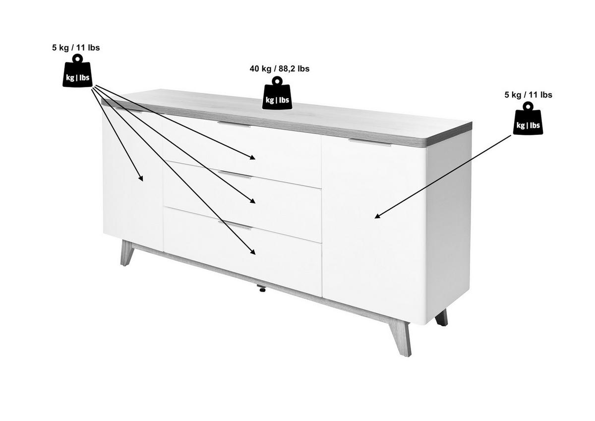 SIDEBOARD  in 160/77/39 cm  - Eichefarben/Alufarben, KONVENTIONELL, Holzwerkstoff/Metall (160/77/39cm) - Livetastic