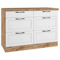 KÜCHENUNTERSCHRANK 120/86/60 cm  in Weiß, Eiche Wotan  - Eiche Wotan/Schwarz, LIFESTYLE, Holzwerkstoff/Metall (120/86/60cm) - Held