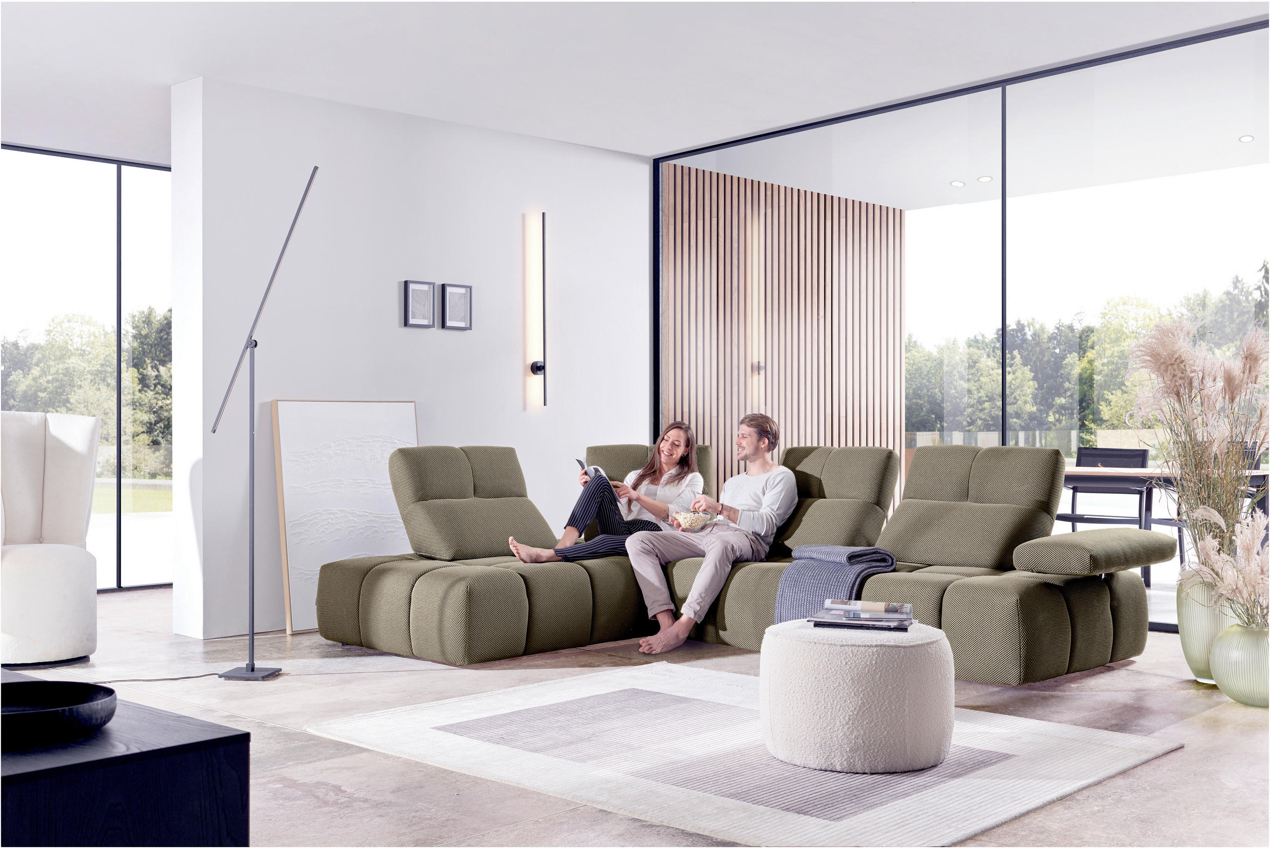 ECKSOFA Struktur Beigebraun  - Beigebraun/Schwarz, Design, Kunststoff/Textil (233/313cm) - Belluti