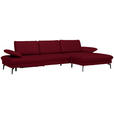 ECKSOFA in Echtleder Dunkelrot  - Schwarz/Dunkelrot, Design, Leder/Metall (325/157cm) - Dieter Knoll