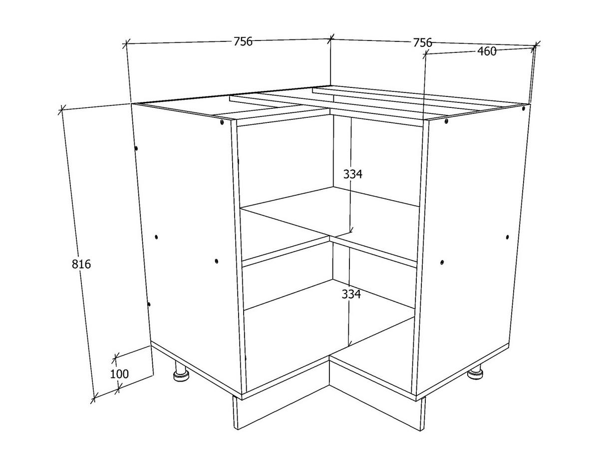 ECKUNTERSCHRANK 76/82/76 cm  - Weiss/Anthrazit, Konventionell, Holzwerkstoff/Metall (76/82/76cm) - MID.YOU