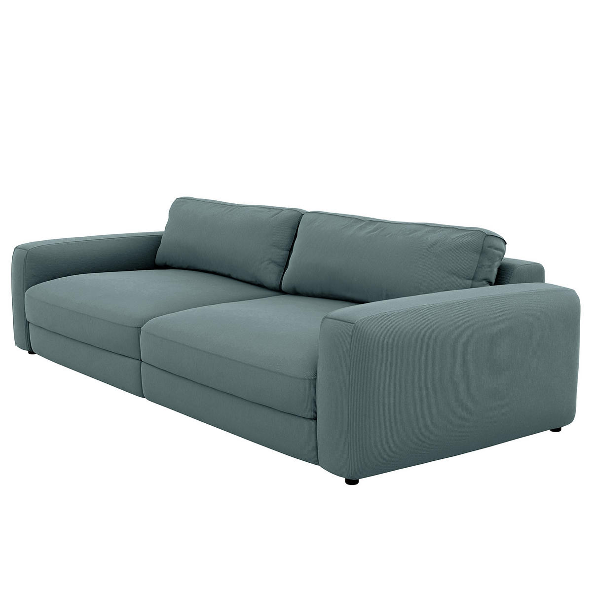 BIGSOFA in Cord Blaugrau  - Blaugrau/Schwarz, Modern, Kunststoff/Textil (264/84/125cm) - Trendmanufaktur