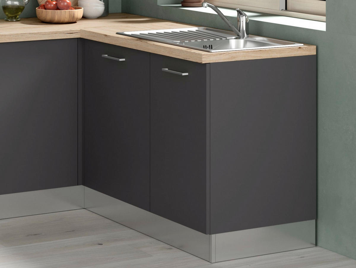 BLOK KUHINJA S APARATIMA  siva, boje hrasta  - siva/boje hrasta, drvni materijal (270/165cm)