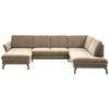 WOHNLANDSCHAFT in Velours Sandfarben  - Sandfarben/Schwarz, Design, Textil/Metall (179/335/220cm) - Beldomo System