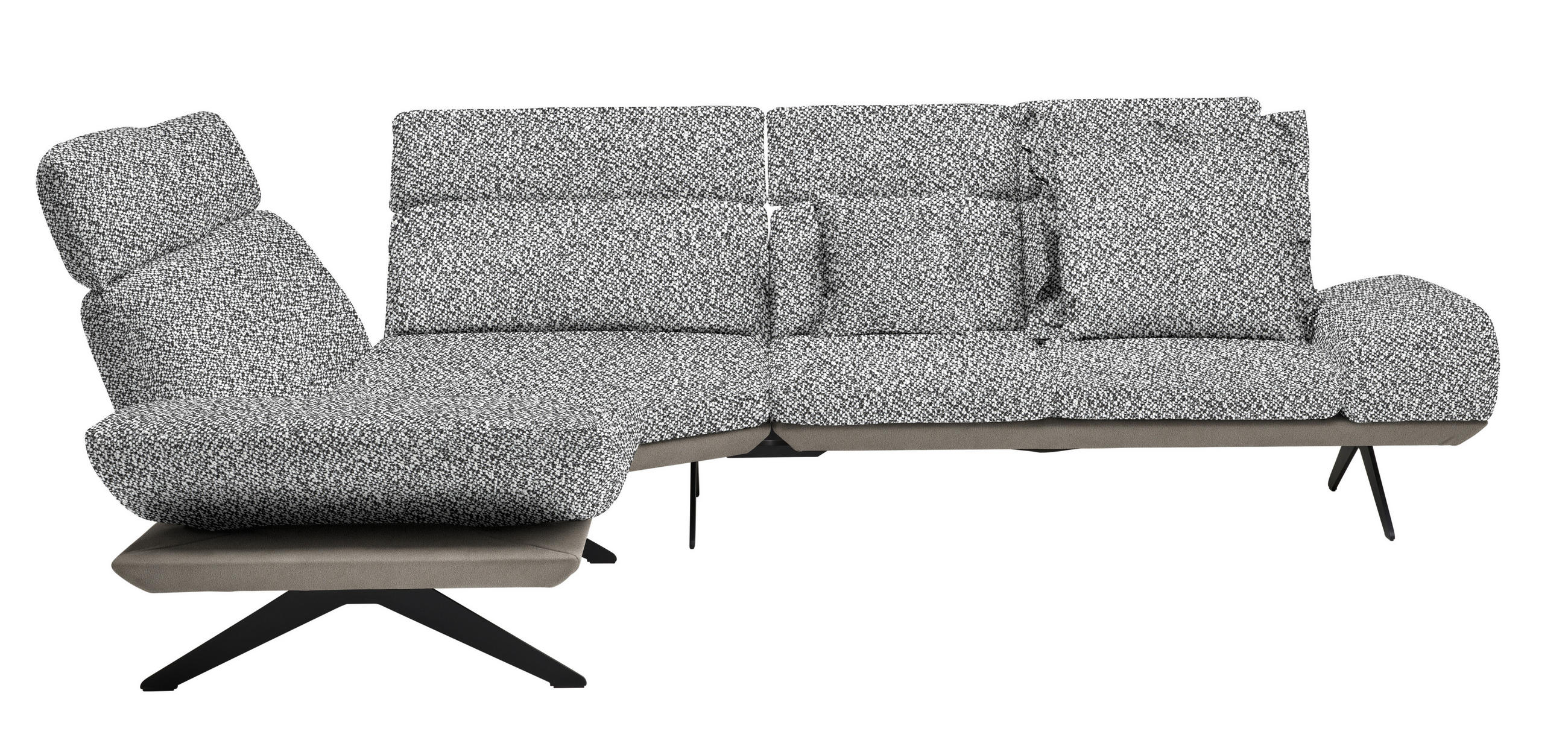 ECKSOFA in Flachgewebe Anthrazit, Weiß  239/270 cm  - Anthrazit/Schwarz, Design, Textil/Metall (239/270cm) - Koinor
