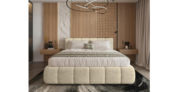 POLSTERBETT Lattenrost, Bettkasten Ecru 160/200 cm  - Ecru/Schwarz, KONVENTIONELL, Holz/Kunststoff (160/200cm) - Carryhome