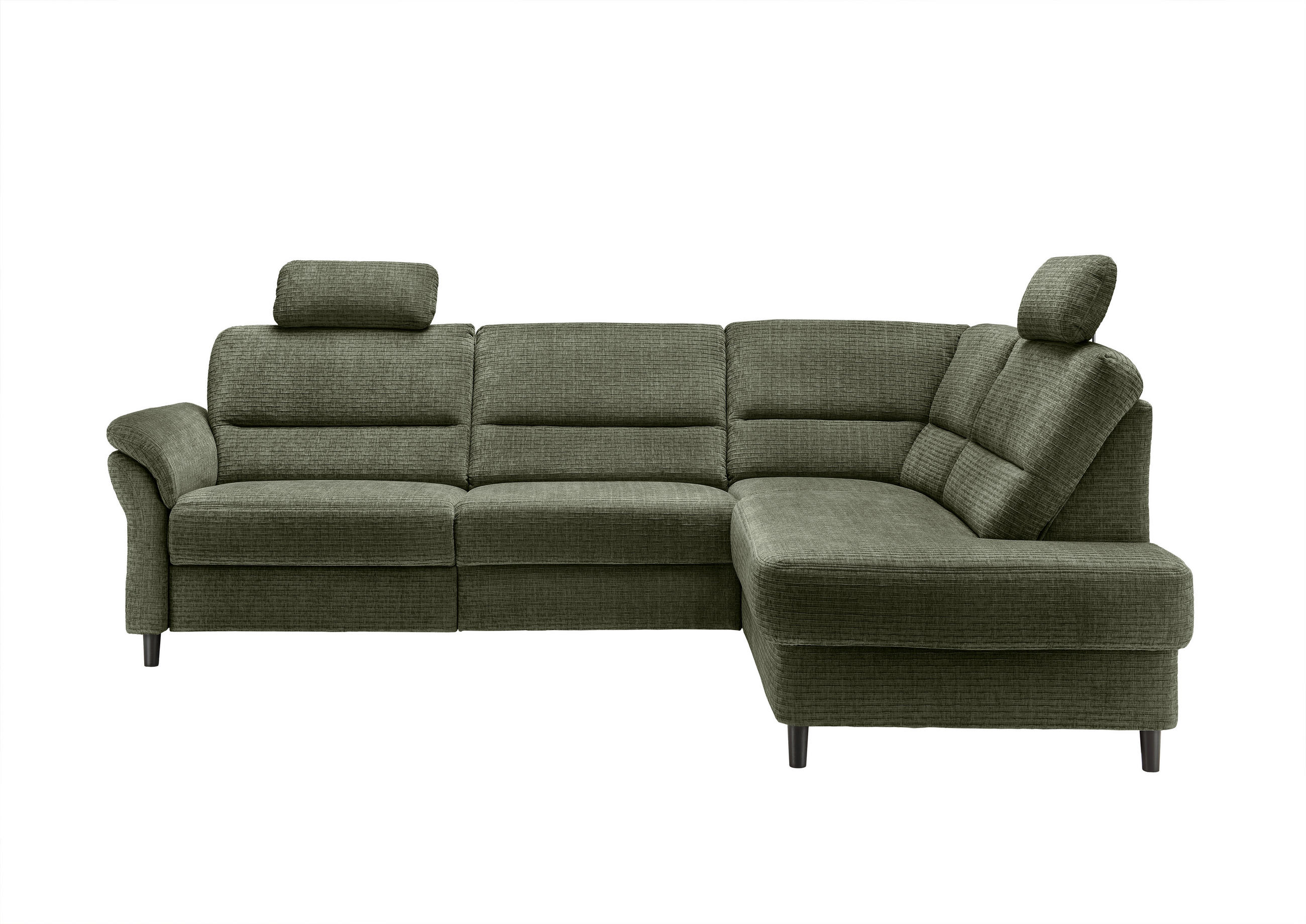ECKSOFA in Mikrofaser Olivgrün  - Schwarz/Olivgrün, Modern, Holz/Textil (266/190cm) - Livetastic