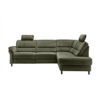 ECKSOFA in Mikrofaser Olivgrün  - Schwarz/Olivgrün, Modern, Holz/Textil (266/190cm) - Livetastic