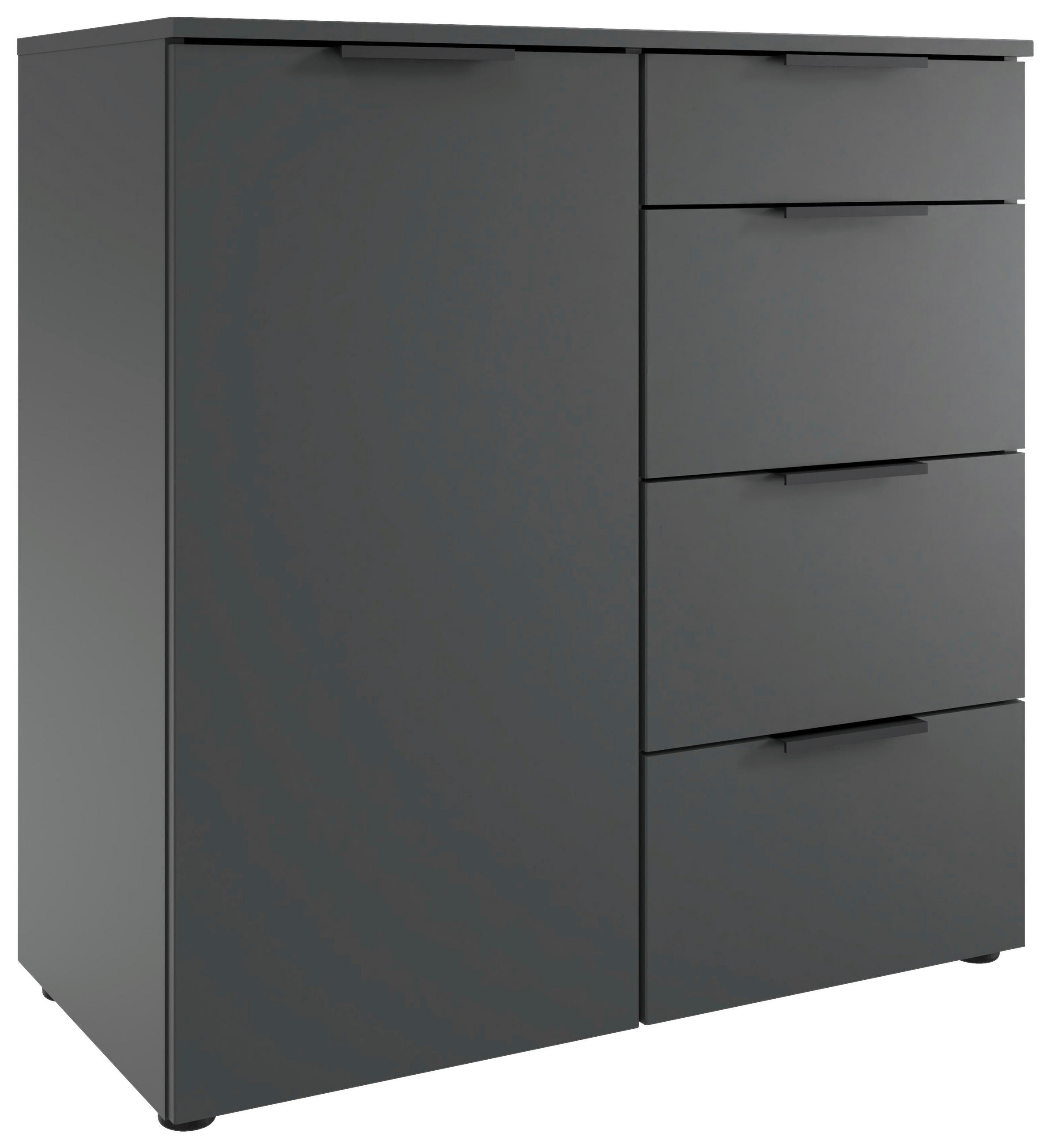 KOMMODE , 81/92/41 cm, 4 Schublade(n)  - Graphitfarben/Schwarz, Design, Holzwerkstoff/Kunststoff (81/92/41cm) - Boxxx
