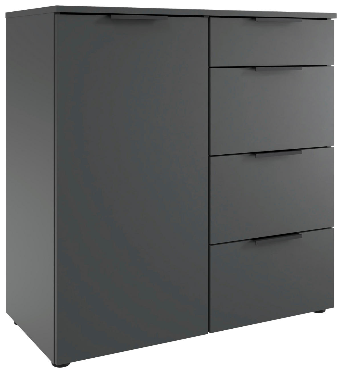 KOMMODE , 81/92/41 cm, 4 Schublade(n)  - Graphitfarben/Schwarz, Design, Holzwerkstoff/Kunststoff (81/92/41cm) - Boxxx