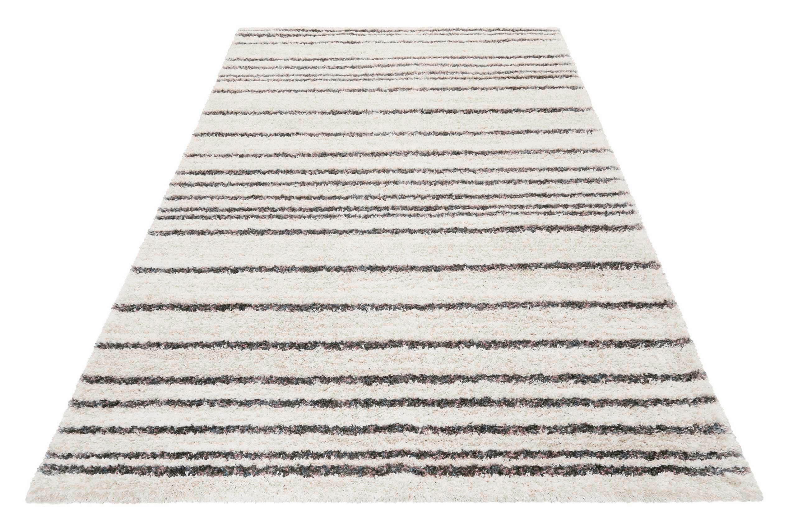 Thumbnail - Esprit Hochflorteppich Gesa, Creme, Grau, Textil, Streifen, rechteckig, 133x200 cm, Oeko-Tex® Standard 100, für Fußboden...