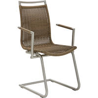 ARMLEHNSTUHL  in Edelstahl, Stahl matt, Struktur  - Hellbraun/Edelstahlfarben, Design, Kunststoff/Metall (53/96/64cm) - Valdera