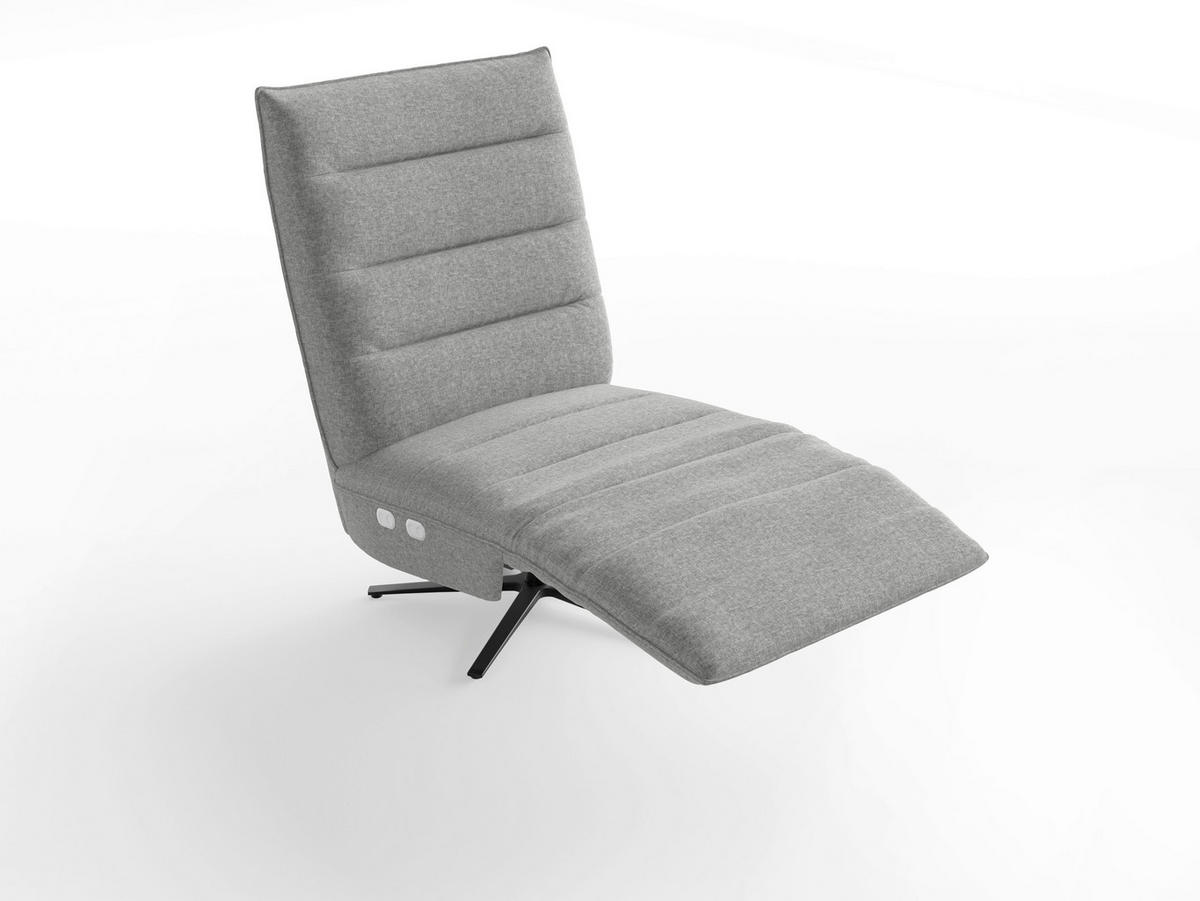 RELAXSESSEL EVE E Chenille Kopfteilverstellung, Rücken echt    - Schwarz/Grau, Basics, Textil/Metall (80/109/98cm) - Sit & More