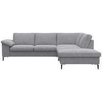 ECKSOFA Hellgrau Chenille, Webstoff, Flachgewebe  - Hellgrau/Schwarz, Design, Textil/Metall (247/225cm) - Livetastic