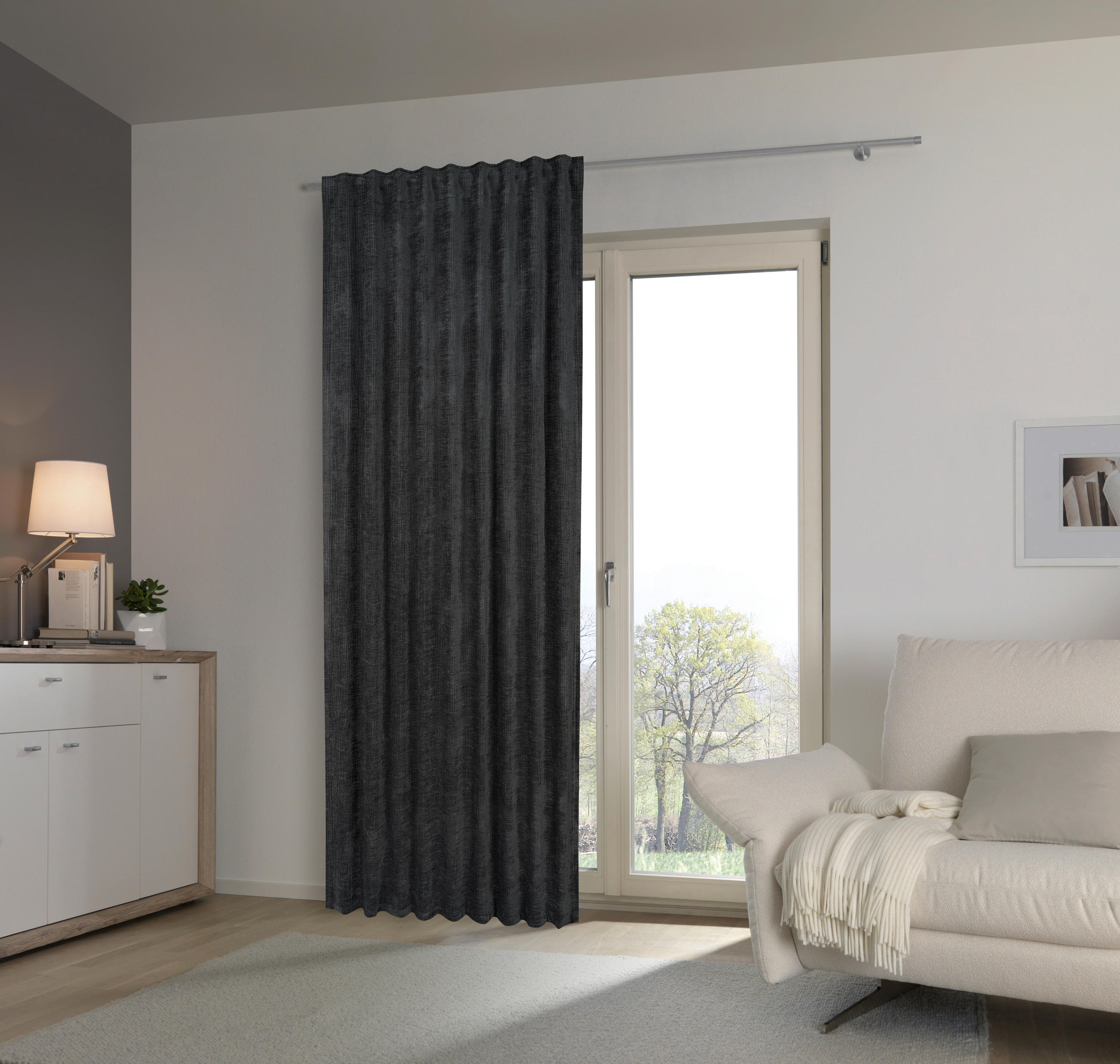 WÄRMESCHUTZVORHANG blickdicht 145/245 cm - Anthrazit, Basics, Textil (145/245cm) - Esposa