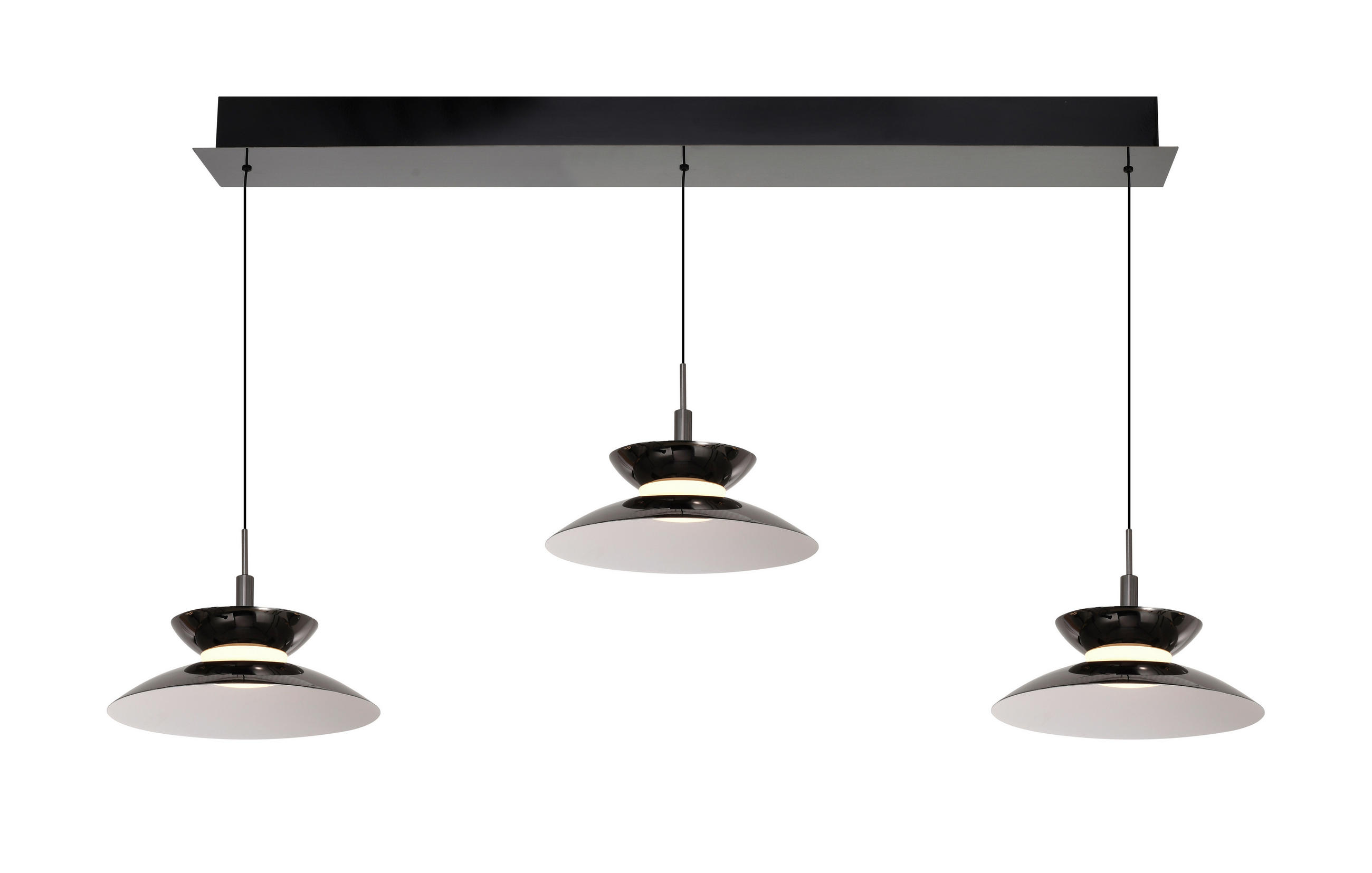 LED-HÄNGELEUCHTE Gubbio 94/150/22 cm  - Schwarzchrom, Design, Metall (94/150/22cm)