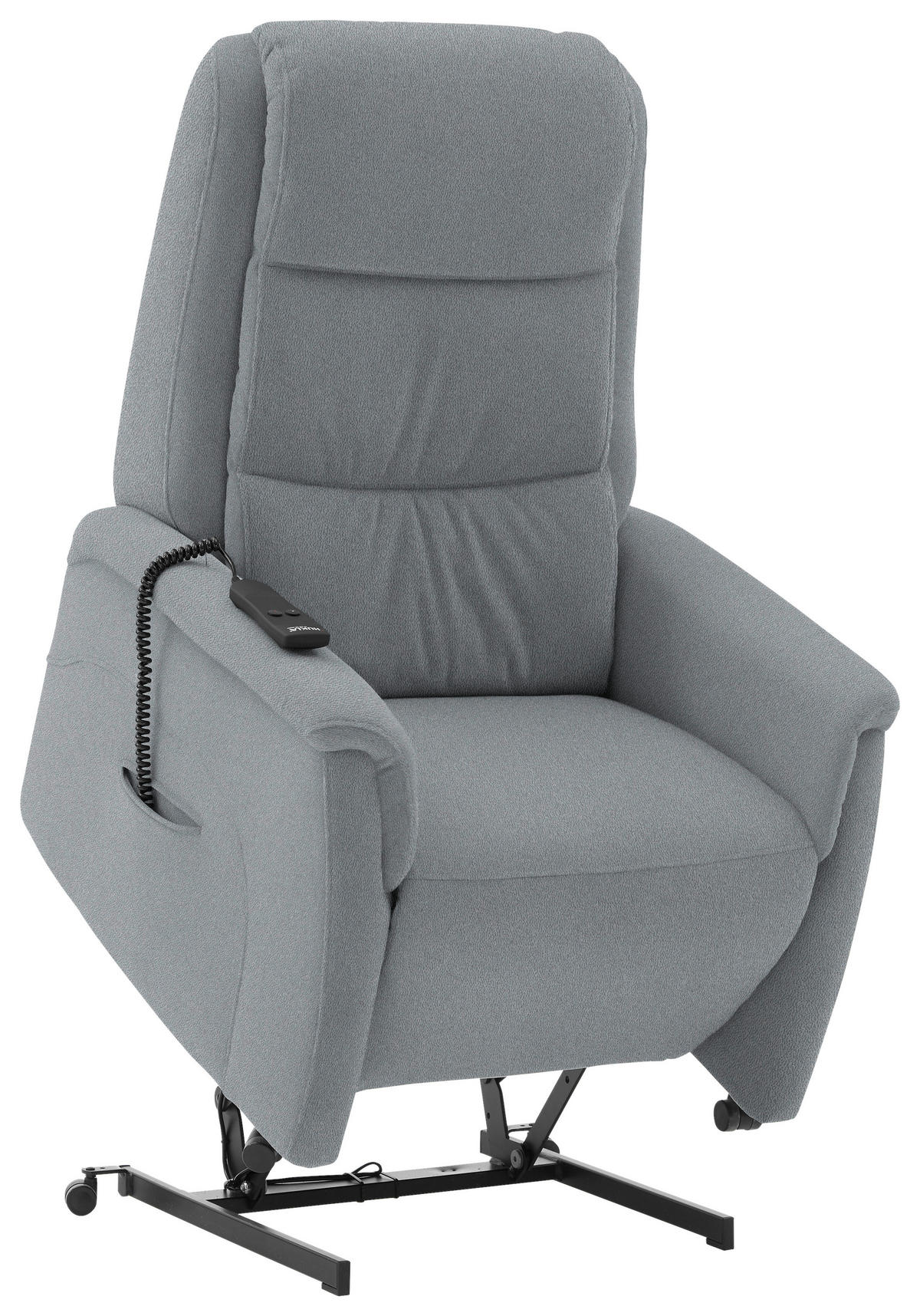 FERNSEHSESSEL Valdera  mit Relaxfunktion, Aufstehhilfe, Rücken echt Mikrofaser Hellgrau  - Hellgrau/Schwarz, KONVENTIONELL, Kunststoff/Textil (70/107/88cm) - Livetastic