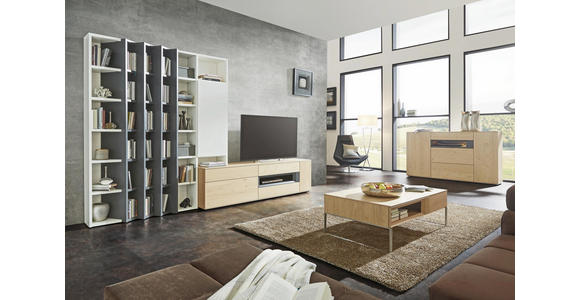 WOHNWAND in Anthrazit, Eichefarben, Weiß - Eichefarben/Anthrazit, Design, Holz/Holzwerkstoff (341/215/47cm) - Dieter Knoll