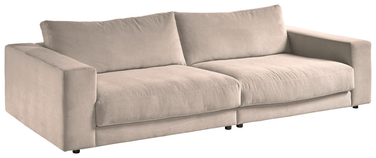 3-SITZER-SOFA in Cord Taupe  - Taupe/Schwarz, Design, Kunststoff/Textil (290/86/127cm) - Lomoco