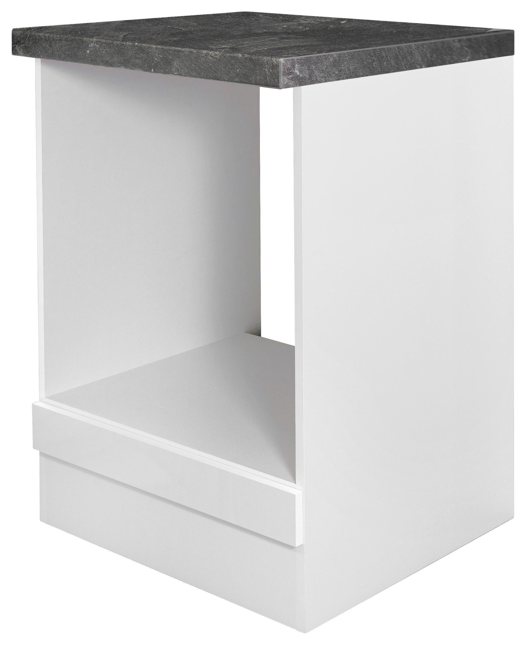 Herdumbauschrank Alba B: 60 cm Weiß/Schiefer+arbeitsplatte