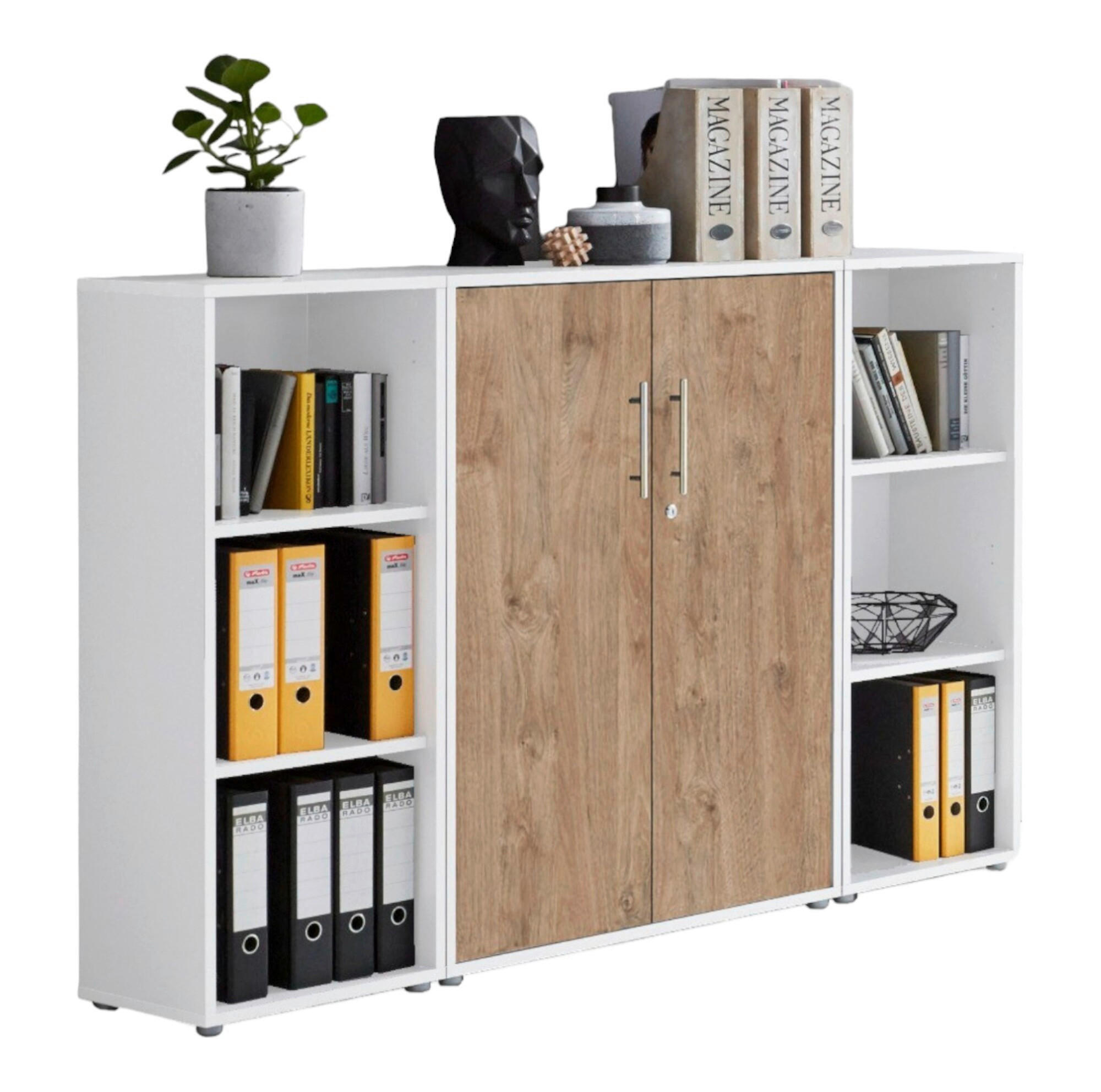 AKTENSCHRANK 173/114/33 cm  - Eichefarben/Weiß, MODERN, Holzwerkstoff (173/114/33cm) - MID.YOU