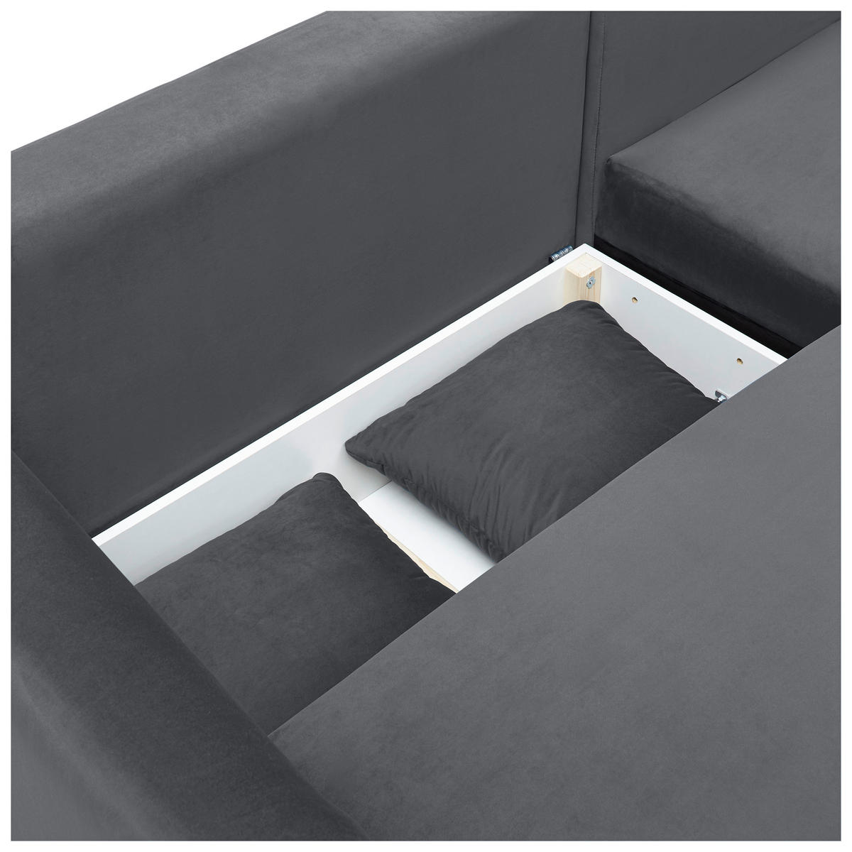 ECKSOFA Dunkelgrau Velours  - Dunkelgrau/Schwarz, Design, Holz/Textil (235/165cm) - Ti'me